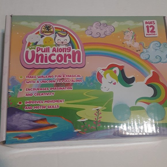 NIB Ratatoys Pull Along Wooden Unicorn - Picture 1 of 5